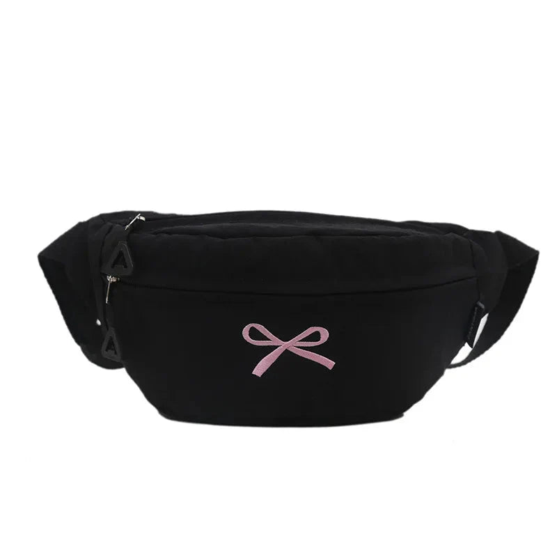 All Match Kawaii Bow Embroidery Chest Bags Korean Casual Y2k Aesthetic Shoulder Bag Vintage Simple Chic Handbags Crossbody