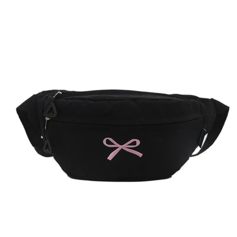 All Match Kawaii Bow Embroidery Chest Bags Korean Casual Y2k Aesthetic Shoulder Bag Vintage Simple Chic Handbags Crossbody