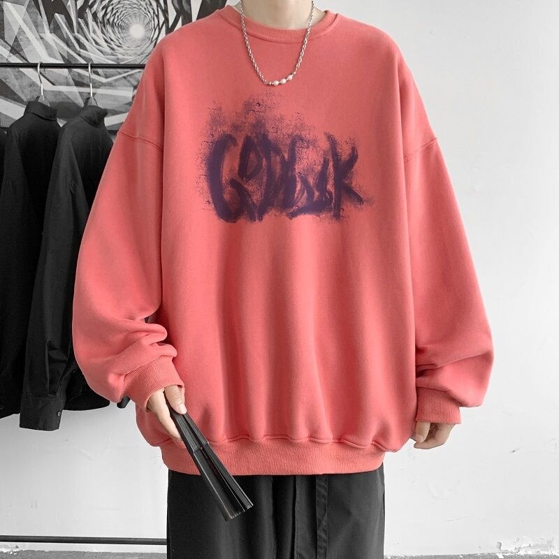Korean Oversize Casual Sweatshirts y2k Letter Printed O Neck 5XL Unisex Hoodies Winter Pullover