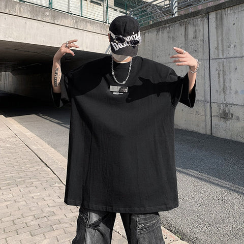 Spicy Boy Short Sleeve Metal Clip Design High Street T-shirt Japanese Style Y2k Tops Harajuku Loose Casual Tees