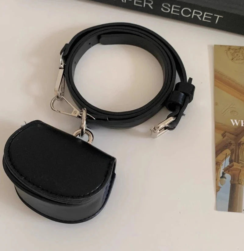 Korean All Match Mini Handbags Vintage Ins Belt Purses Solid Leather Streetwear Simple Waist Packs Y2k Aesthetic