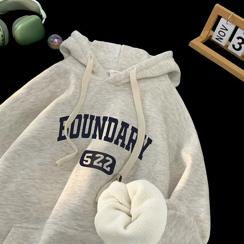 Retro Casual High Street Hoodies For Letter Print Pullover Hooded Sweatshirts Oversized Y2K Hoody Clothing