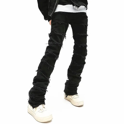 Grunge Clothes Y2K Streetwear Black Slim Stacked Jeans Pants For Kanye Hip Hop Long Trousers Vetements