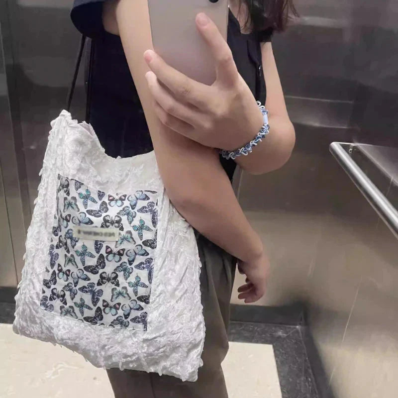 Patchwork Butterfly Luxury Design Shoulder Bags Y2k Aesthetic Chic Handbags All Match Vintage Casual Underarm Bag