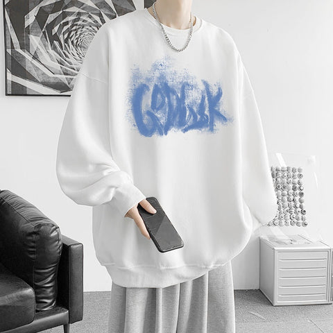 Korean Oversize Casual Sweatshirts y2k Letter Printed O Neck 5XL Unisex Hoodies Winter Pullover