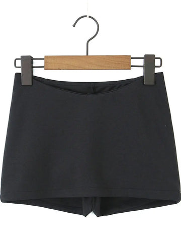 Voguable Y2K V Low Waist Mini Skirt With short lining A-line Package Hips Mini Short Skater Party  Black Brown