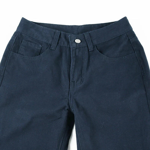 Blue Low Rise Jeans Casual Baggy Straight Denim Pants y2k Streetwear Basic Jeans Vintage 90s Trousers Korean Style