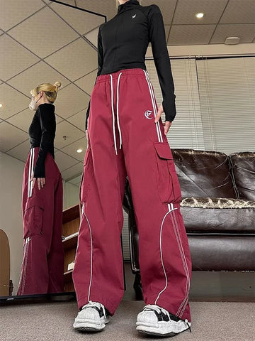 Voguable American Retro Y2K Cargo Pants Harajuku Oversize Hip Hop Straight Trousers Bf Streetwear Casual Vintage Pant