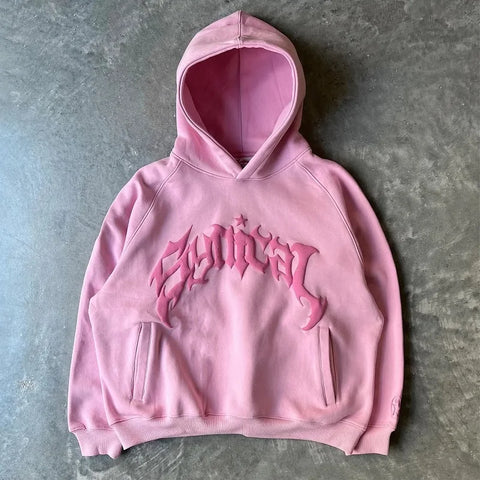 Harajuku High Street Popular Vintage Letter Print Y2k Zip Hoodies Loose Sweatshirt Unisex Casual Joker Pullovers Hoodie Tops