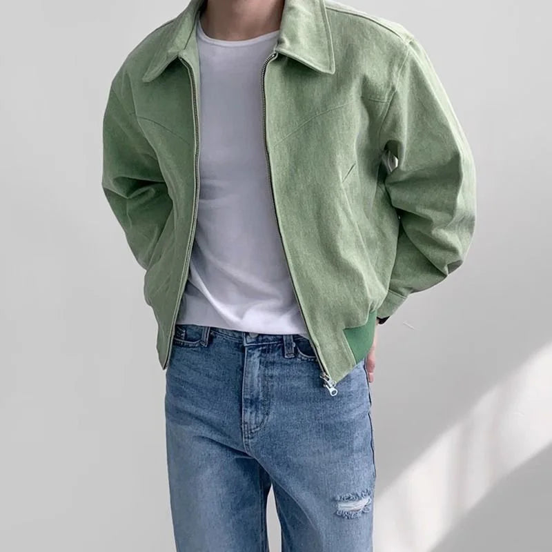 Short Bomber Jackets Retro Y2k Lapel Zipper Pocket Windbreaker Coats Luxury High Quality Overcoat Streetwear