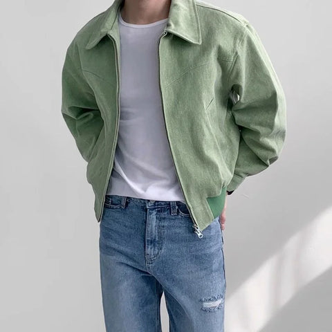 Short Bomber Jackets Retro Y2k Lapel Zipper Pocket Windbreaker Coats Luxury High Quality Overcoat Streetwear