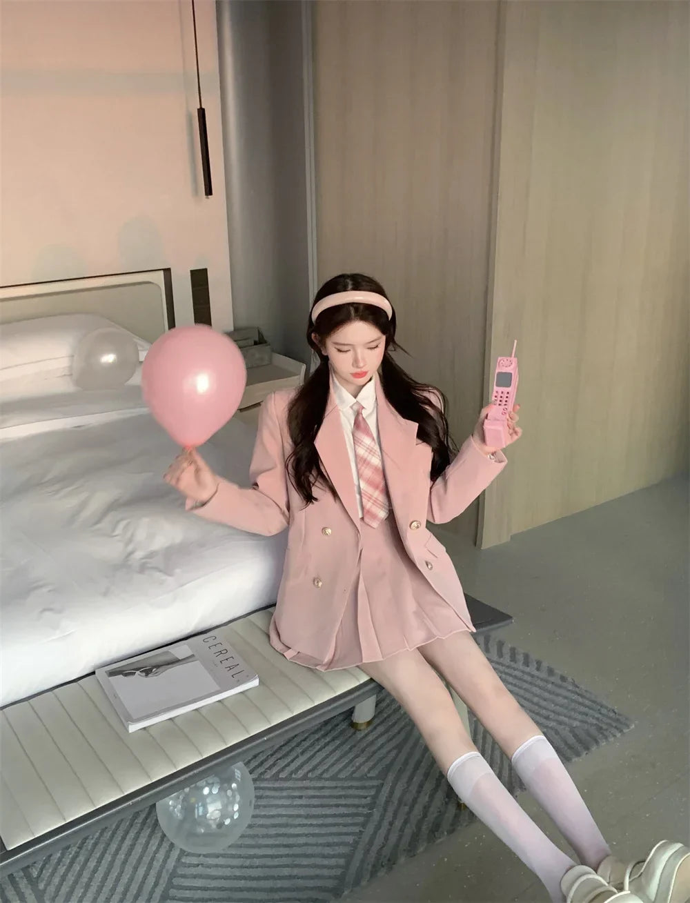 Voguable  Japanese Student JK School Uniform Korean Sweet Blazers School Girls Uniform Kawaii Mini Pleated Skirt Uniform Y2k