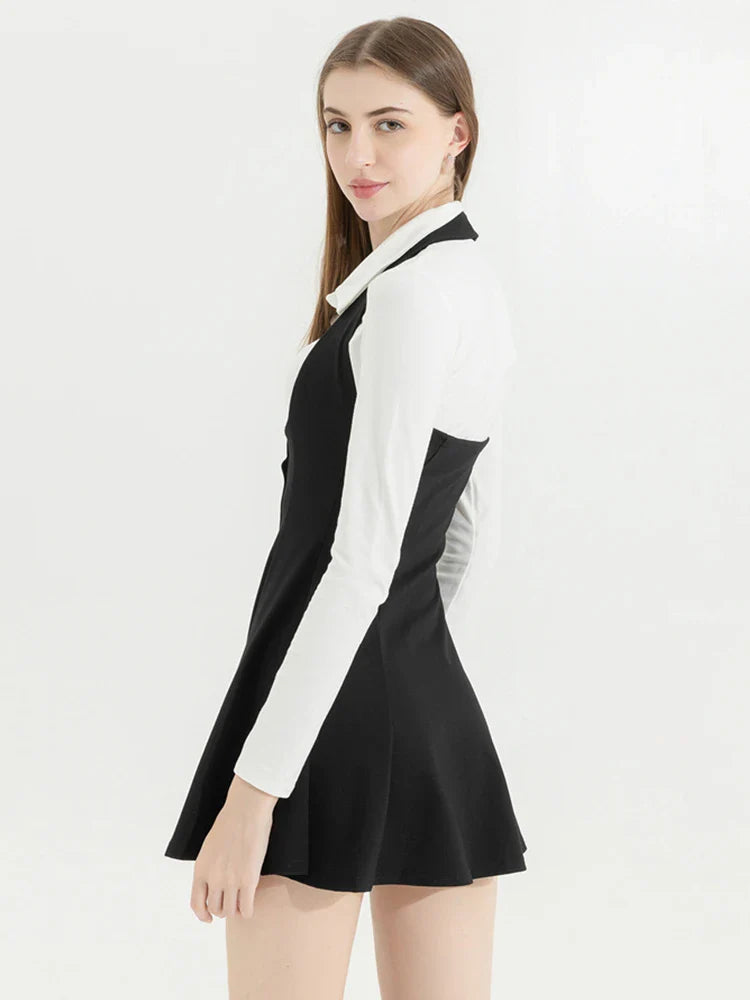 Voguable Korean Y2k Two Piece Sets Outfits Office Skirt Sets Lapel Cardigan Crop Tops + Suspender Mini Skirt Elegant Clothes