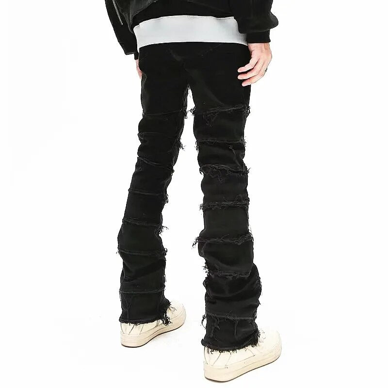Grunge Clothes Y2K Streetwear Black Slim Stacked Jeans Pants For Kanye Hip Hop Long Trousers Vetements