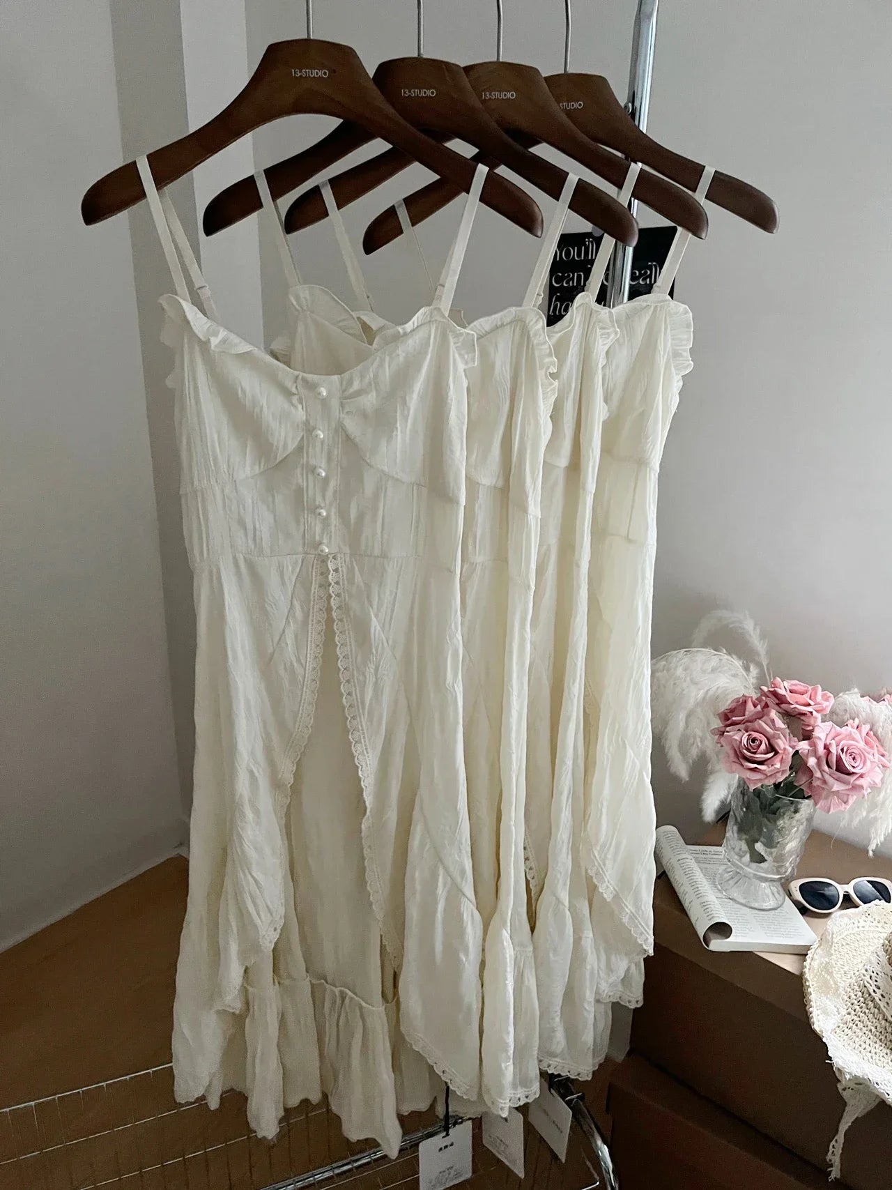 Voguable 2000s Vintage Y2k Clothing Korean 2 Piece Skirts Sets Casual Y2k Crop Top Blouse + Strap Mini Dress Japanese Beach Party