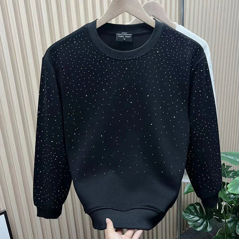 Winter Y2K Harajuku Sweatshirt All Match Tops Loose Casual Outerwear Sequin Long Sleeve Pure Cotton Pullover