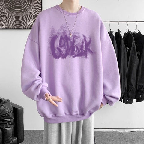 Korean Oversize Casual Sweatshirts y2k Letter Printed O Neck 5XL Unisex Hoodies Winter Pullover