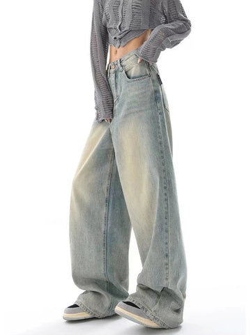 Y2K American Retro Jeans High Waist Streetwear Loose Wide Leg Denim Trousers Bf Harajuku Hip Hop All-Match Straight Pants