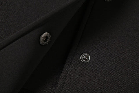 Streetwear Turtleneck Shirts For Long Sleeve Buttons Crop Tops Baggy Black Y2K Design Shirt Female