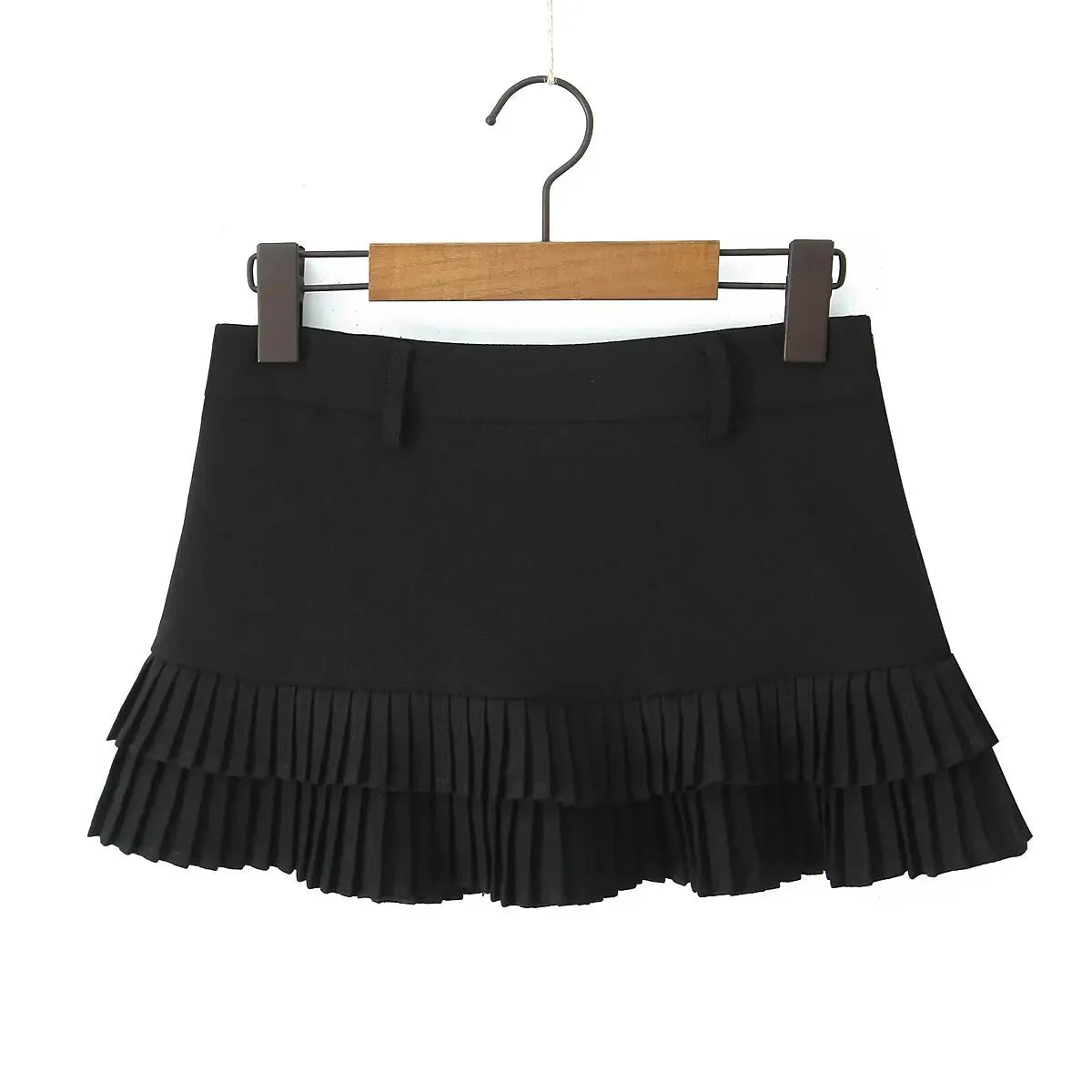 Cool Girl Y2K Pleated Mini Skirt Low Waist Short Skater Skirts With Shorts Lining