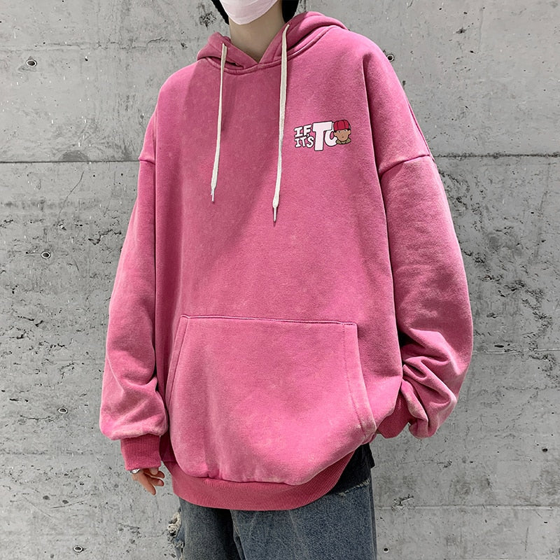Y2k Oversized Pink Letter Anime Hoodie Print Sweater High Street Grunge Sweatshirts Harajuku Goth Streetwear Clothing
