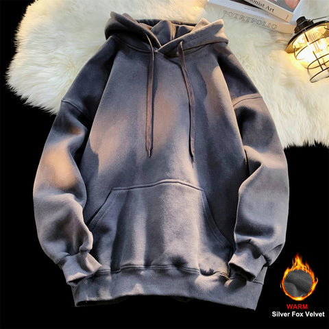 Y2k Pullover Hooded Oversize Hoody Sweatshirt Tops Solid Drop Shoulder Harajuku Streetwear Clothes