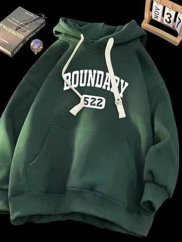 Retro Casual High Street Hoodies For Letter Print Pullover Hooded Sweatshirts Oversized Y2K Hoody Clothing