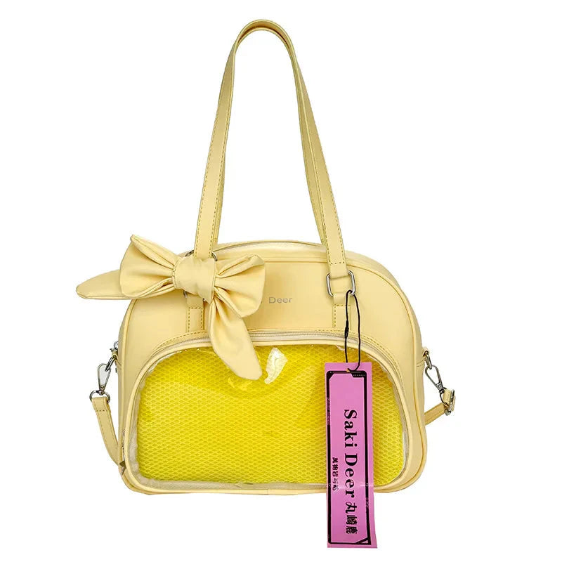 Y2k Aesthetic All Match Shoulder Handbags Vintage Transparent Simple Bow Ita Bags All Match Ins Transparent Underarm Bag