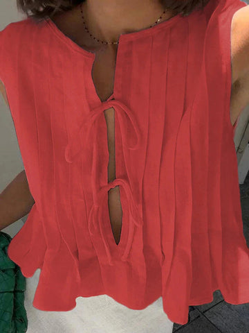 White Bandage Ribbed Tank Top Shirts For Hollow Out Sleeveless Slim Vest Lace-Up Vest Y2k Top