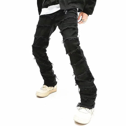 Grunge Clothes Y2K Streetwear Black Slim Stacked Jeans Pants For Kanye Hip Hop Long Trousers Vetements