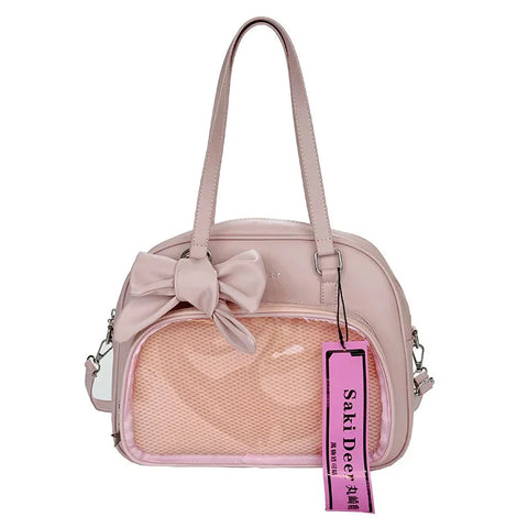 Y2k Aesthetic All Match Shoulder Handbags Vintage Transparent Simple Bow Ita Bags All Match Ins Transparent Underarm Bag