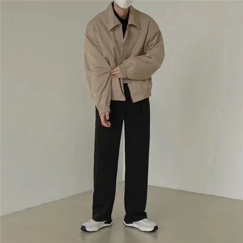 Y2k Europe America High Street Casual Coat Ins Design Sense Senior Vintage Shoulder-Padded Short Bomber Jacket