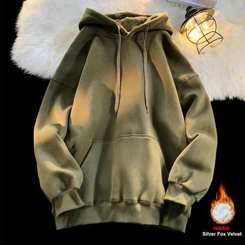 Y2k Pullover Hooded Oversize Hoody Sweatshirt Tops Solid Drop Shoulder Harajuku Streetwear Clothes