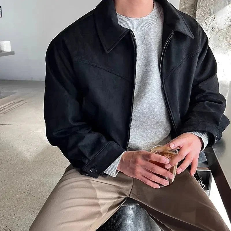 Short Bomber Jackets Retro Y2k Lapel Zipper Pocket Windbreaker Coats Luxury High Quality Overcoat Streetwear