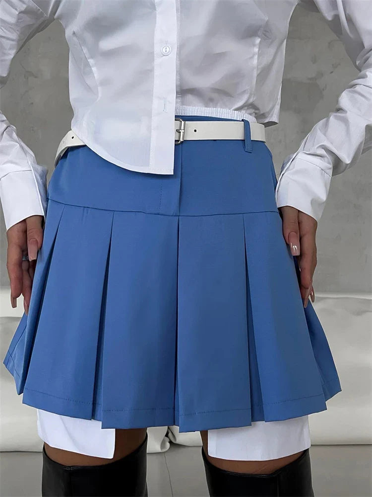 Mini Skirt For Cute High Waist Y2K Skirts Set Casual Streetwear WoBottom Black Pleated Skirts