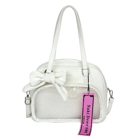 Y2k Aesthetic All Match Shoulder Handbags Vintage Transparent Simple Bow Ita Bags All Match Ins Transparent Underarm Bag