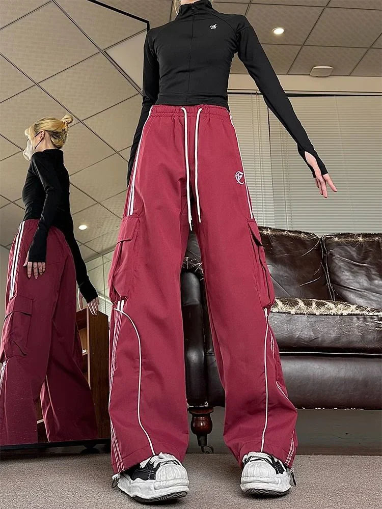 Voguable American Retro Y2K Cargo Pants Harajuku Oversize Hip Hop Straight Trousers Bf Streetwear Casual Vintage Pant
