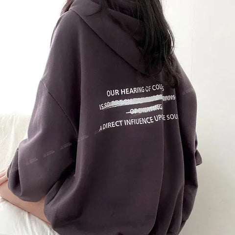Hooded sweatshirt and winter clothes winter thin loose letter mid-length clothing y2k tops