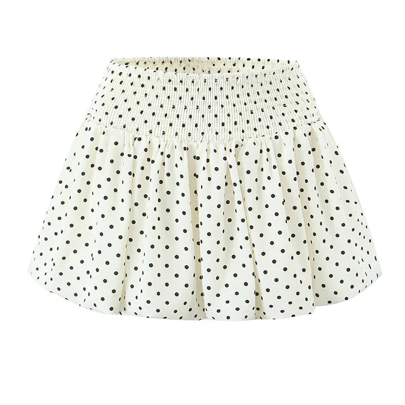 American Retro Elastic Waist Polka Dot Mini Skirt Holiday Short Bud Skirts Y2K New