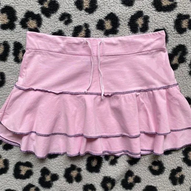 dress lace Harajuku solid color Y2K slit short skirt cute emo girls comfortable satin aesthetic sling dress