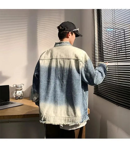 American Short Cowboy Jackets Outwear High Street Raw Edge Design Denim Jacket Man Woman Hip Hop Retro Wash Cargo Coats y2k