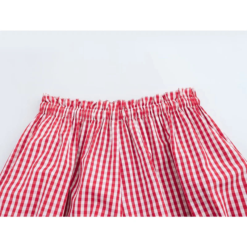 Cute Lace Trim Plaid Shorts Low Waist Y2k Pajamas Short Pants Casual Homewear