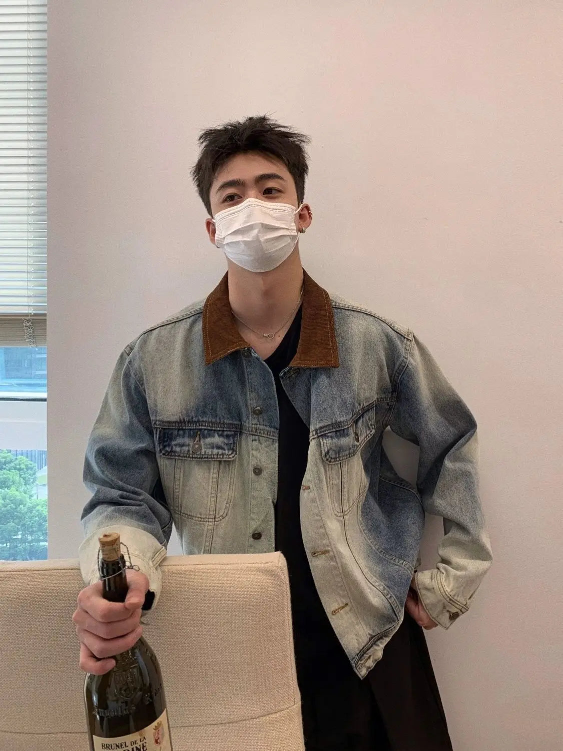 and Style Distressed Denim Jacket Korean Style Premium Contrast Color Casual Lapel Clothing Y2k