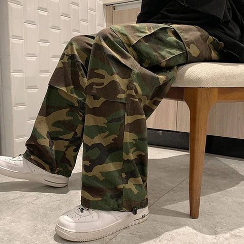 Y2K High Waist Camouflage Cargo Pants Bf Hip Hop Streetwear Loose Wide Leg Trousers Vintage Casual Jogging Pants
