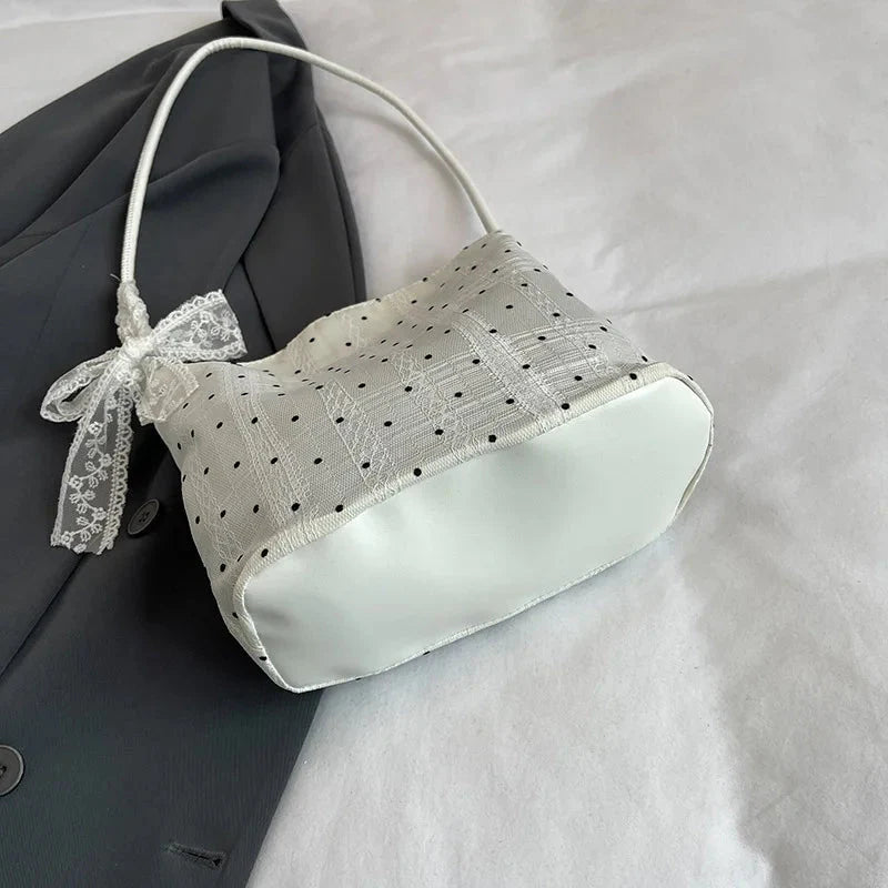 Luxury Design All Match Dot Shoulder Bags Sweet Y2k Aesthetic Casual Handbags Chic Streetwear Simple Underarm Bag