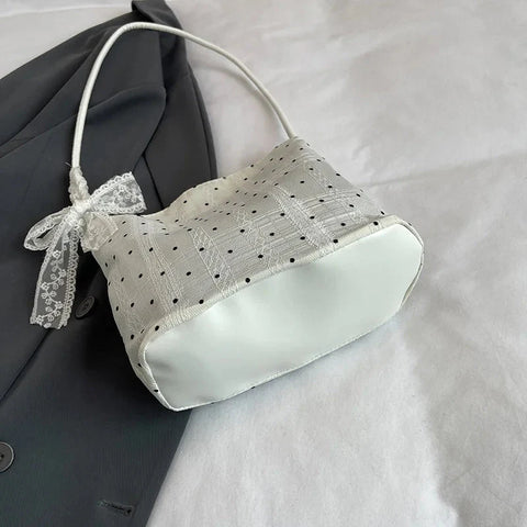 Luxury Design All Match Dot Shoulder Bags Sweet Y2k Aesthetic Casual Handbags Chic Streetwear Simple Underarm Bag