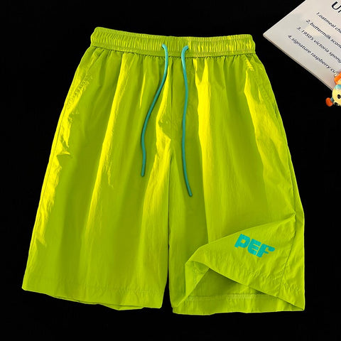 Y2k Thin Shorts Letter Printed Knee Length Shorts Japanese Man Casual Baggy Short Pants Breeches