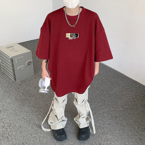 Spicy Boy Short Sleeve Metal Clip Design High Street T-shirt Japanese Style Y2k Tops Harajuku Loose Casual Tees