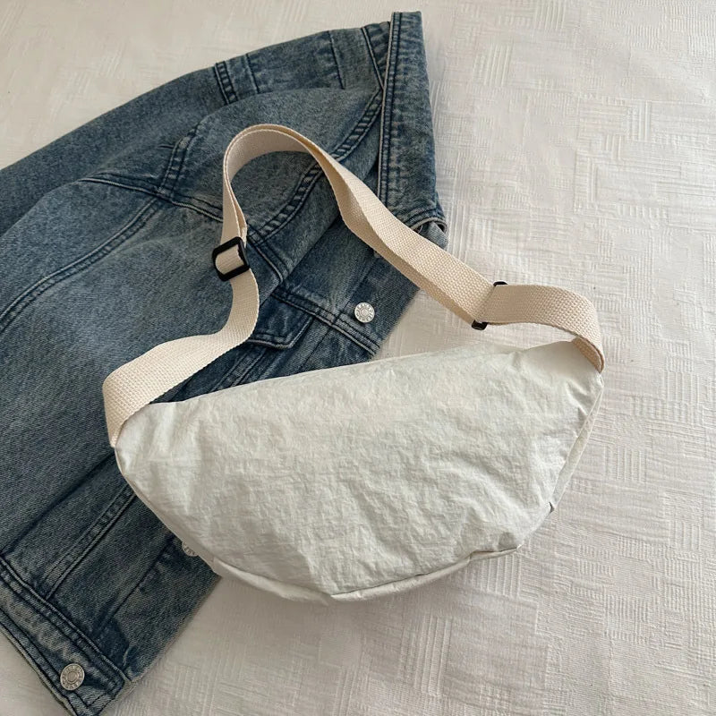 All Match Kawaii Bow Embroidery Chest Bags Korean Casual Y2k Aesthetic Shoulder Bag Vintage Simple Chic Handbags Crossbody