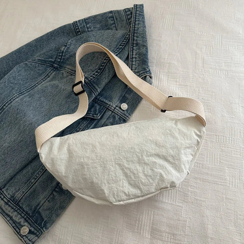 All Match Kawaii Bow Embroidery Chest Bags Korean Casual Y2k Aesthetic Shoulder Bag Vintage Simple Chic Handbags Crossbody